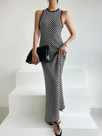 Striped Ribbed Midi Dress