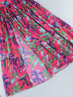 Strapless Retro Print Split Long Dress