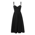 Wire Corset Style Low Waist White Midi Dress