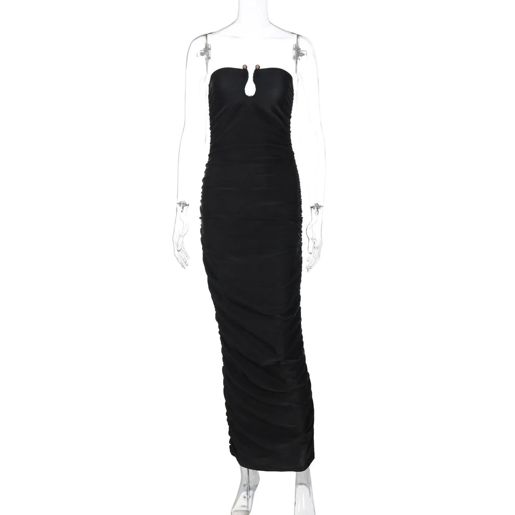 Off - shoulder Black Maxi Dress