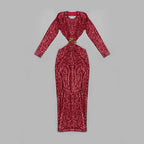 Climb To New Heights Long Sleeve Cutout Sequin Maxi Dress