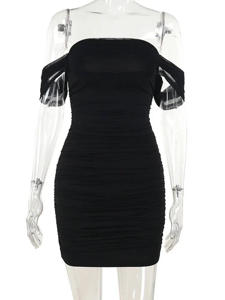Off the Shoulder Short Sleeve Mini Dress