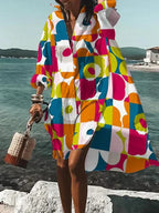 Tamar Aesthetic Wide, Colorful Dress with Summery Patterns Evening Wear Edit