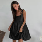 Silvia Minimalist Loose, Soft Suspender Dress Elevated Occasion Wear