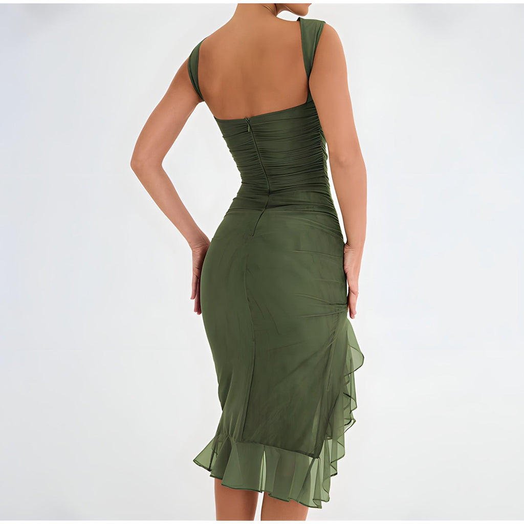 Penelope Effortless Midi Dress with Ruffles Boutique Collection