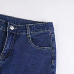 DressBetty - Star Printed Streetwear Vintage Low Waist Pockets Blue Denim Skinny Flare Jeans