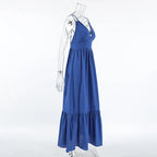 Women's Patchwork Sleeveless Solid Maxi Dress
