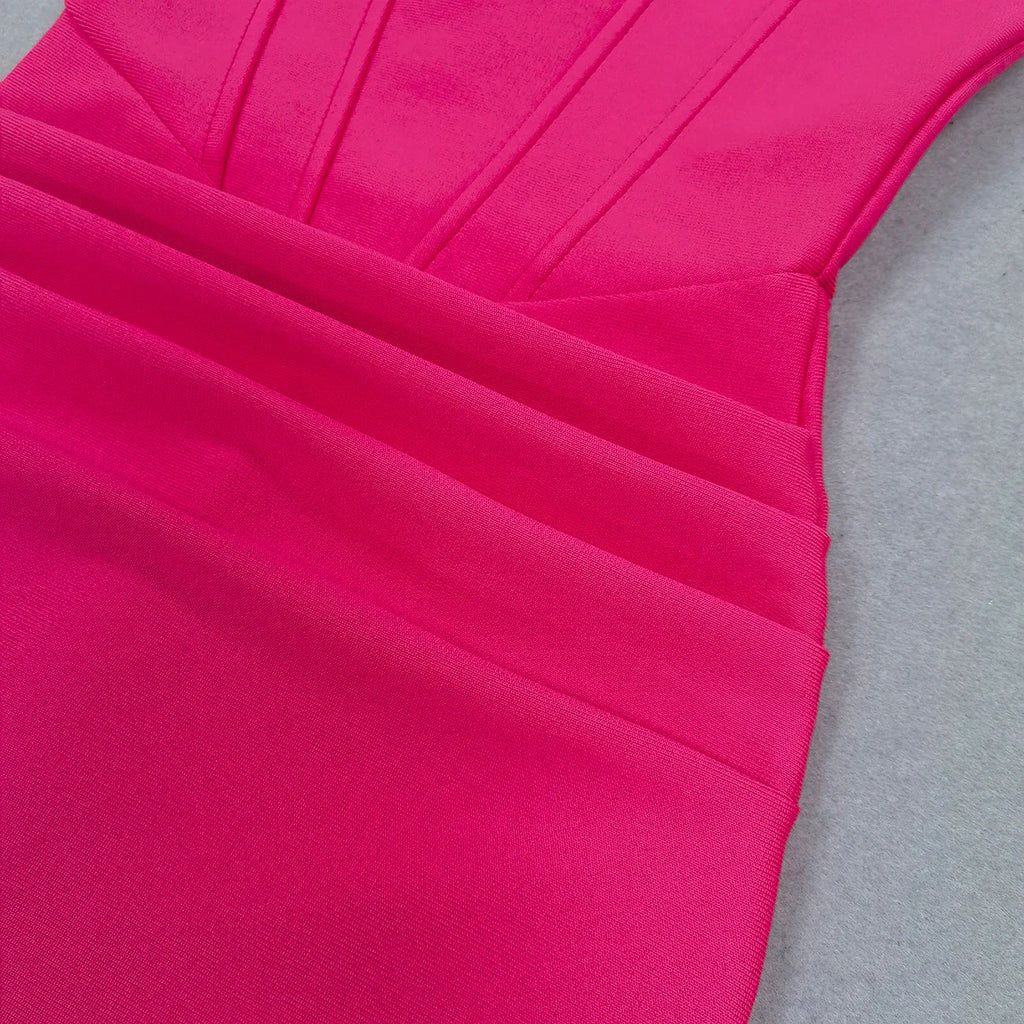 Rose Red Diamond One Shoulder Midi Dress
