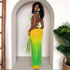 Zebra Leopard Print Bra Long Skirt Three Piece Swim Sets