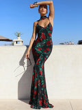Halter Backless High Waist Floral Dress