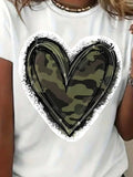 Camouflage Love Print Elastic Tshirt