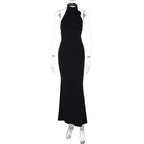 Halter Flower Backless Maxi Dress