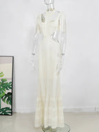 Deep V - Neck Tassel Long Party Dress