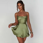 Solid Slim Fit Short Sleeve Mini Dress
