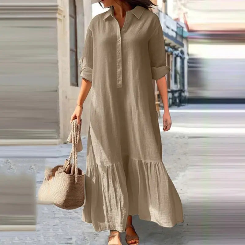 Tamara Exclusive Long Summer Dress with Buttons Chic Silhouette Collection