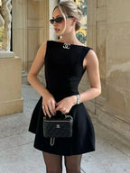 Sleeveless High Waist Backless Mini Dresses