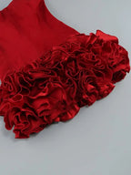 Red Flower Strapless Luxury Party Dress