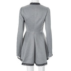 Patchwork Gray Long Sleeve A - line Mini Dress