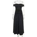 Slash Neck Off Shoulder Solid Dress