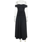Slash Neck Off Shoulder Solid Dress