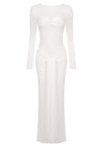 Long Sleeve Pleated Draped Maxi Dress