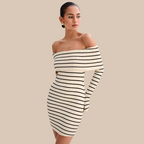 Striped Open Shoulder Dress