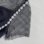 Black Diamante Evening Midi Dress