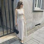 Black Casual Vintage Long Sleeve Midi Dress