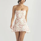 Willow - Floral Satin Strapless Mini Dress