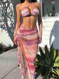 Tie Dye Split Beach Style Sexy Three Piece Swim Sets