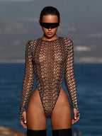 Character Print Long Sleeve Sheer Top