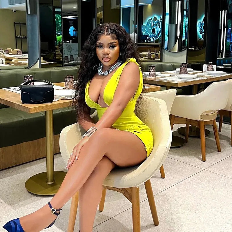 V - Neck Bodycon Mini Dress
