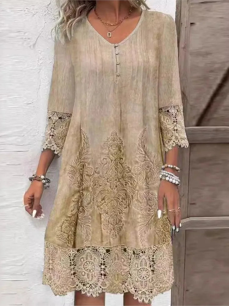 Perla Chic V Neck Dress for Women Boutique Collection