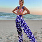 Bikini Cover Up Pants Knot Bandage Three Piece Swim Sets