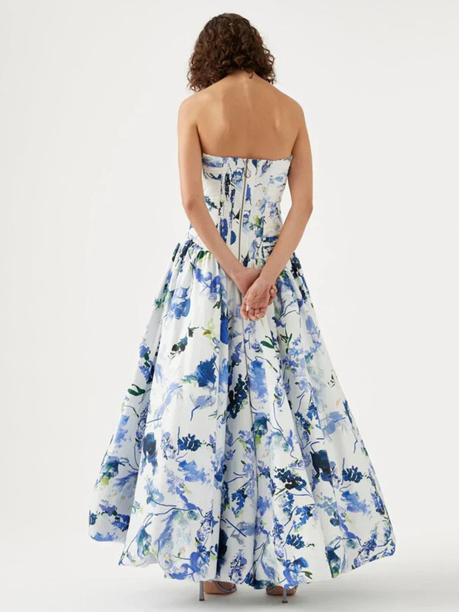 Strapless Sleeveless High Waist Temperament Long Dress