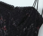 Mesh Bow Lacing up Black Mini Dress