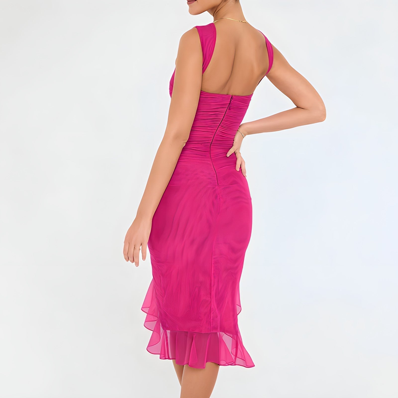 Irene Elevated Midi Dress with Ruffles Occasion Wear