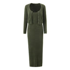 Knitted Cardigan With Camisole Dress Two - piece Set