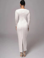 Hollow Long Sleeve Bodycon Midi Dress