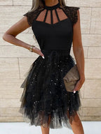 DressBetty - Lace Patchwork Asymmetrical White Dress Femme Sexy Sleeveless Slim Fit Party