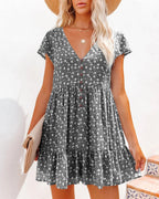 Gwendolyn Exclusive Short Dress with a V Neck Designer Edit