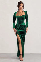 Velvet Elastic Tight Long Sleeved Dress