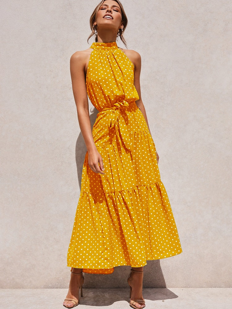 Manuela Aesthetic Summer Dress with Polka Dot Print Shine Into Chic Silhouette Collection