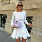 A-Line Autumn Long Sleeve Slim Knit Work Dress