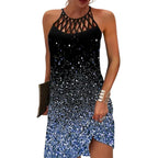 Amparo Chic Printed Dress with Halters Statement Occasion Edit