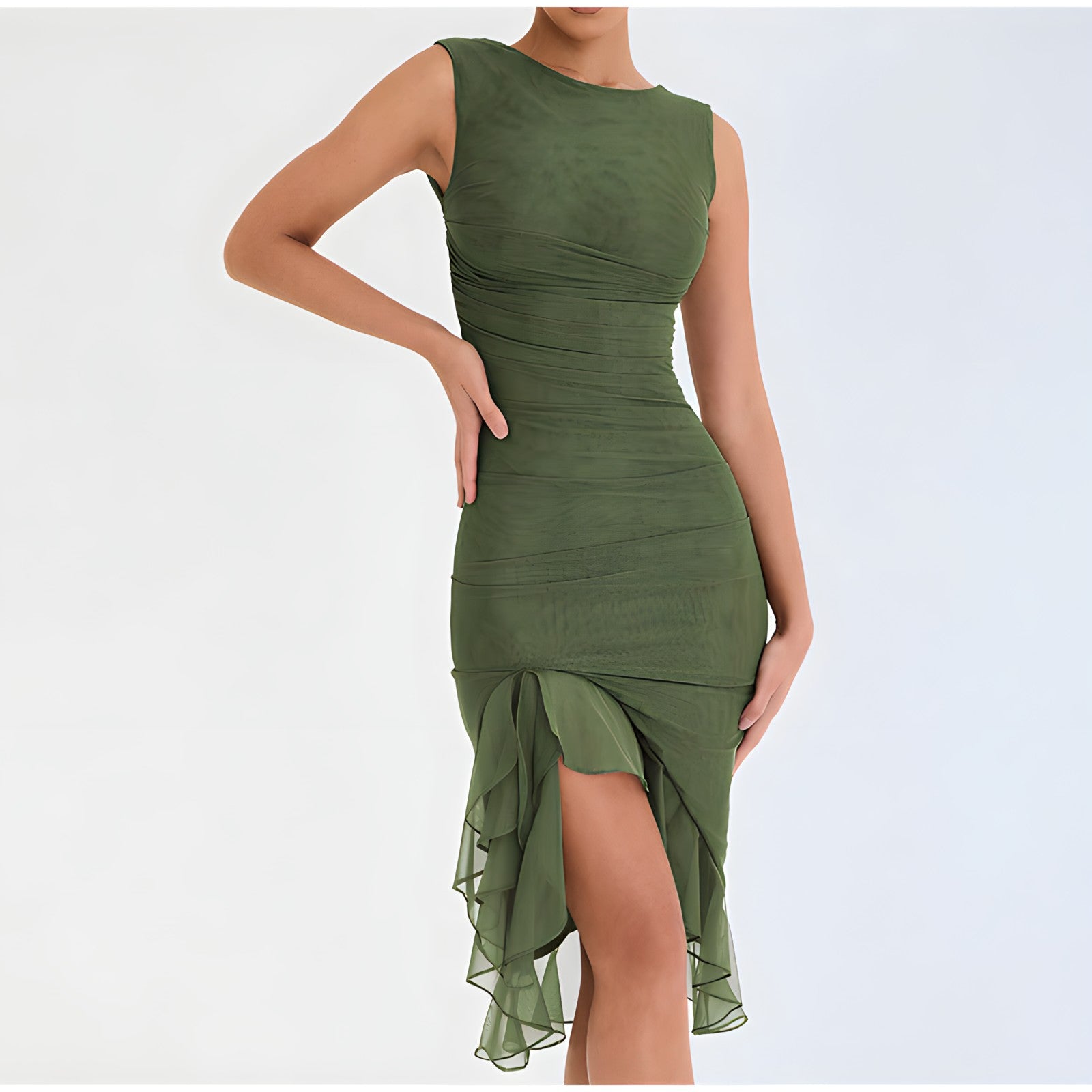 Irene Elevated Midi Dress with Ruffles Occasion Wear