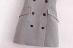 Plaid Halter Sleeveless Button Dress
