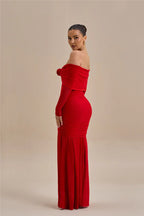 Off - shoulder Strapless Rose Long Sleeve Dress