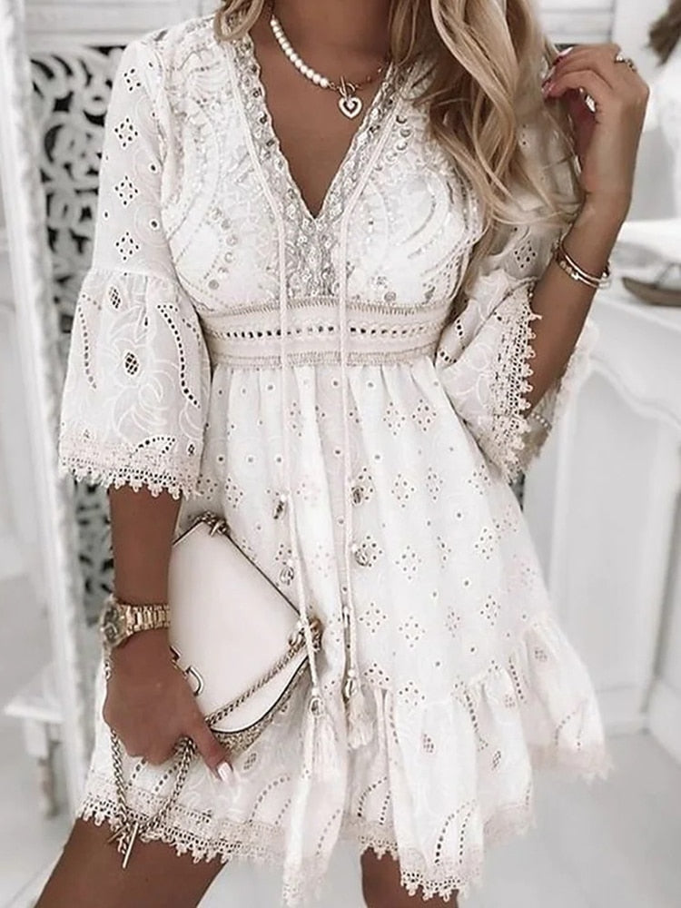 Eira Minimalist Adorable Short Dress with Sleeves Everyday Luxe Edit