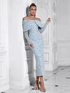 Off-Shoulder Mesh Floral Slim Long Lace Dress